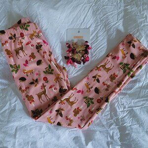 Gymboree Enchanted Forest Leggings & NWT Ribbon Barrettes 8